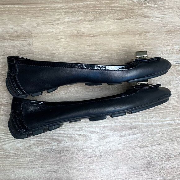 Coach Vinette Black Leather Ballet Flats - Picture 3 of 8